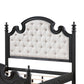 Selena Queen Size Poster Bed Classical White Tufted Upholstery Black By Casagear Home BM318841