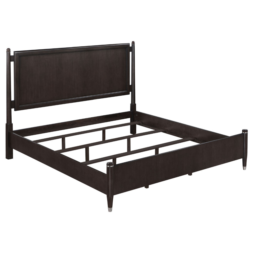 Amber King Size Poster Bed Floating Headboard with Low Footboard Brown By Casagear Home BM318844