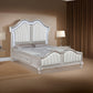 Nive California King Bed LED Arch Ivory Upholstery Storage Silver By Casagear Home BM318847