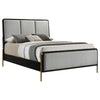 Fij King Size Bed 3 Block Panel Headboard Slim Legs Gray Upholstery By Casagear Home BM318851