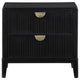Jack Nightstand 2 Drawers Gold Metal Handles Wire Brushed Black Wood By Casagear Home BM318861