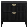 Jack Nightstand 2 Drawers Gold Metal Handles Wire Brushed Black Wood By Casagear Home BM318861