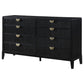 Jack Dresser 8 Drawers Gold Tone Metal Handles Wire Brushed Black Wood By Casagear Home BM318862