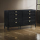 Jack Dresser, 8 Drawers, Gold Tone Metal Handles, Wire Brushed Black Wood By Casagear Home