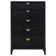 Jack Tall Dresser Chest 5 Drawers Gold Tone Metal Handles Black Wood By Casagear Home BM318863