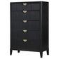 Jack Tall Dresser Chest 5 Drawers Gold Tone Metal Handles Black Wood By Casagear Home BM318863