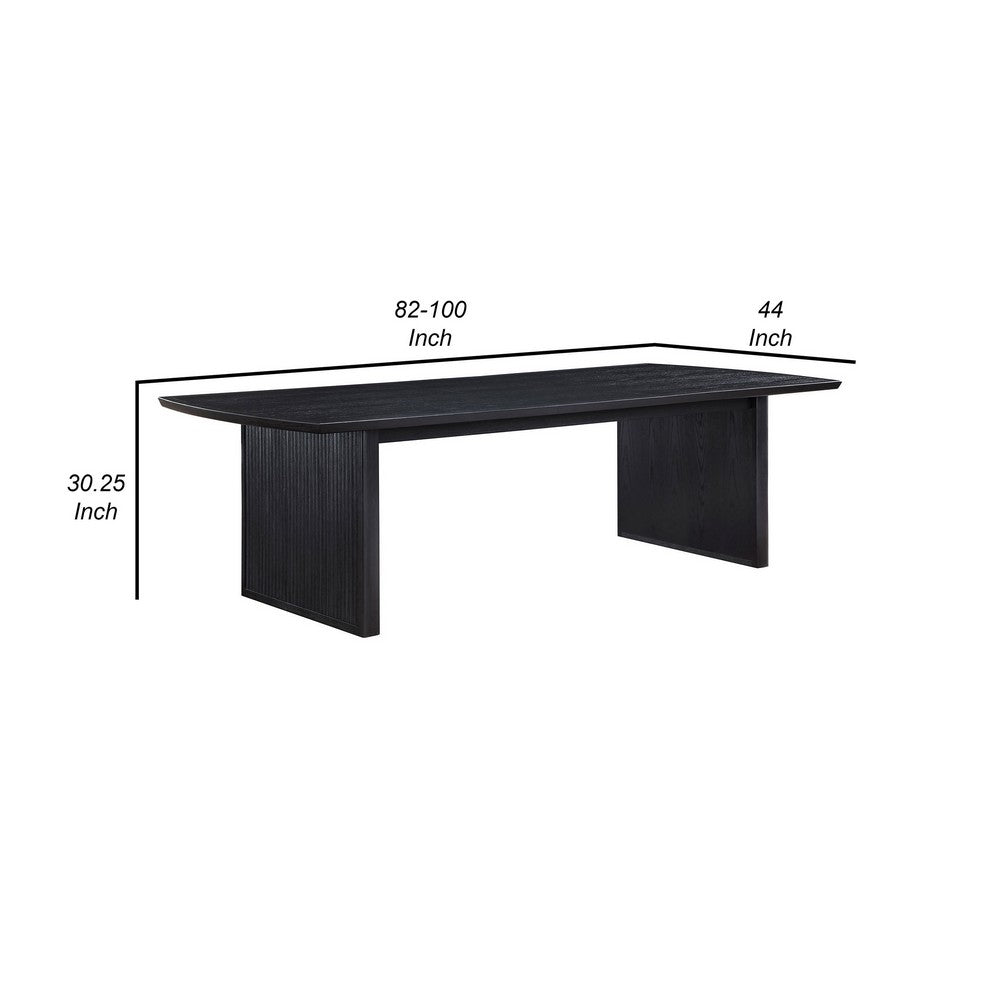 Jack 64-82 Inch Dining Table, Rectangular, Removable Extension Leaf, Black By Casagear Home