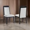 Jack Dining Chair Set of 2 Ivory Fabric Bordered Look with Black Wood By Casagear Home BM318865