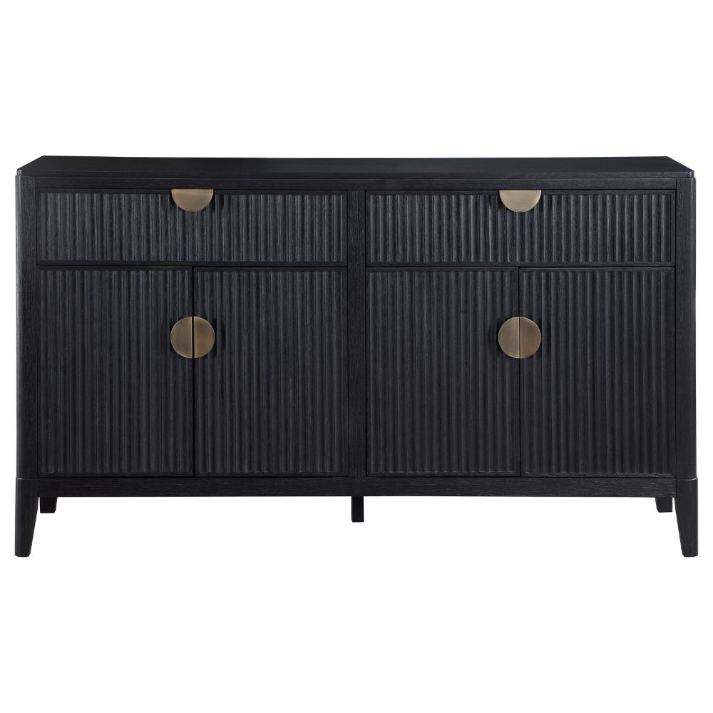 Jack 64 Inch Sideboard Buffet Console 2 Drawers and 2 Cabinets Black By Casagear Home BM318866