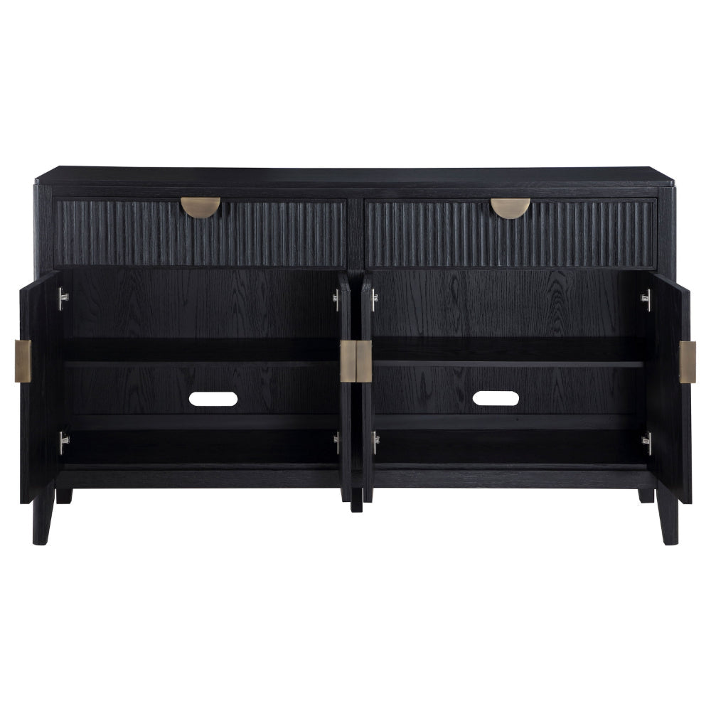 Jack 64 Inch Sideboard Buffet Console 2 Drawers and 2 Cabinets Black By Casagear Home BM318866