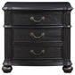 Selena Nightstand 3 Drawers Metal Handles in Antique Copper Tone Black By Casagear Home BM318867