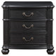 Selena Nightstand 3 Drawers Metal Handles in Antique Copper Tone Black By Casagear Home BM318867