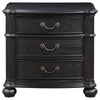 Selena Nightstand 3 Drawers Metal Handles in Antique Copper Tone Black By Casagear Home BM318867