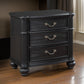 Selena Nightstand 3 Drawers Metal Handles in Antique Copper Tone Black By Casagear Home BM318867