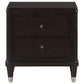 Amber Nightstand 2 Drawers Round Metal Knobs Tapered Legs Brown Wood By Casagear Home BM318870