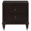 Amber Nightstand 2 Drawers Round Metal Knobs Tapered Legs Brown Wood By Casagear Home BM318870