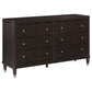 Amber Dresser, 6 Drawers, Round Metal Knobs, Tapered Legs, Brown Wood By Casagear Home