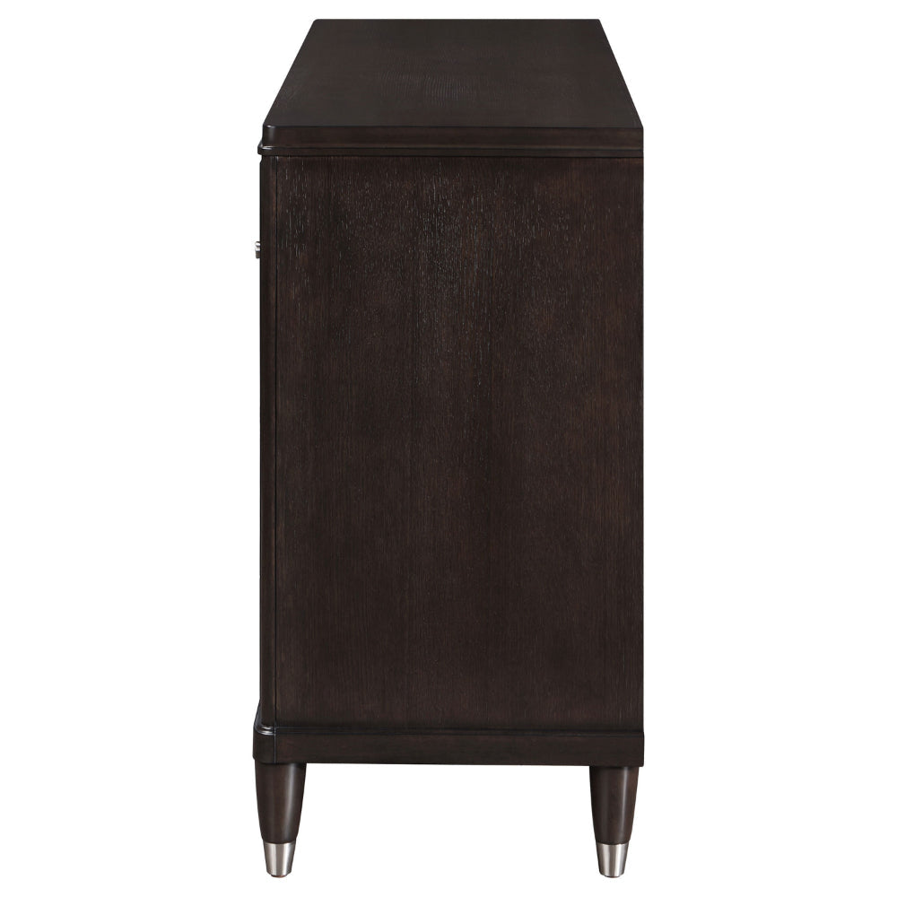 Amber Dresser 6 Drawers Round Metal Knobs Tapered Legs Brown Wood By Casagear Home BM318871