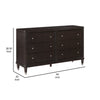 Amber Dresser 6 Drawers Round Metal Knobs Tapered Legs Brown Wood By Casagear Home BM318871