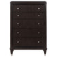 Amber Tall Dresser Chest 5 Drawers Metal Knobs Tapered Legs Brown Wood By Casagear Home BM318872