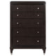 Amber Tall Dresser Chest 5 Drawers Metal Knobs Tapered Legs Brown Wood By Casagear Home BM318872