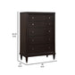 Amber Tall Dresser Chest 5 Drawers Metal Knobs Tapered Legs Brown Wood By Casagear Home BM318872