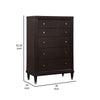 Amber Tall Dresser Chest 5 Drawers Metal Knobs Tapered Legs Brown Wood By Casagear Home BM318872