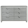 Haley Dresser 6 Drawers V Shape Glittering Handles Light Silver Wood By Casagear Home BM318874