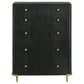 Fij Tall Dresser Chest 5 Drawers Golden Metal Stand Base Knobs Black By Casagear Home BM318878