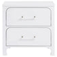 Asiy Nightstand 2 Drawers Clear Bar Handles Silver and Pearl White Wood By Casagear Home BM318881