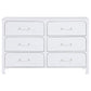 Asiy Dresser 6 Drawers Clear Bar Handles Silver and Pearl White Wood By Casagear Home BM318882