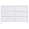 Asiy Dresser 6 Drawers Clear Bar Handles Silver and Pearl White Wood By Casagear Home BM318882