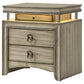 Sele Nightstand 3 Drawers LED Lighting Touch Switch Rustic Beige Wood By Casagear Home BM318884