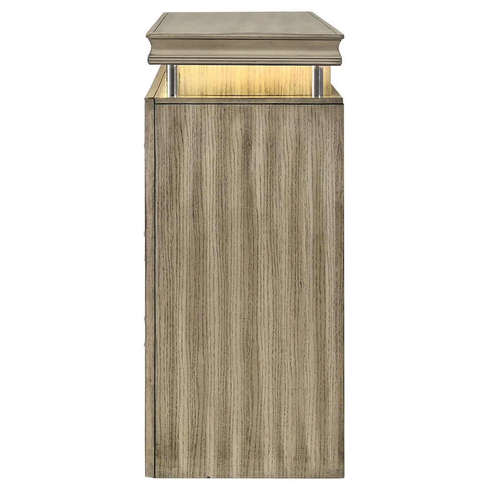 Sele Dresser 8 Drawers LED Lighting Touch Switch Rustic Beige Wood By Casagear Home BM318885