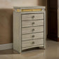 Sele Tall Dresser Chest 6 Drawers LED Lighting Touch Switch Beige By Casagear Home BM318886