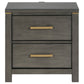 Ren Nightstand 2 Drawers Brass Tone Accents Bar Handles Dark Gray By Casagear Home BM318887