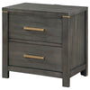 Ren Nightstand 2 Drawers Brass Tone Accents Bar Handles Dark Gray By Casagear Home BM318887