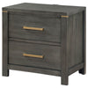 Ren Nightstand 2 Drawers Brass Tone Accents Bar Handles Dark Gray By Casagear Home BM318887