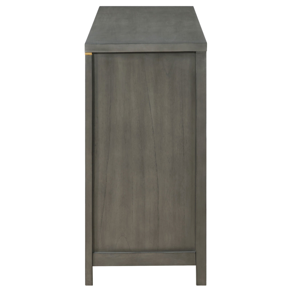 Ren Dresser 6 Drawers Brass Tone Accents Bar Handles Dark Gray Wood By Casagear Home BM318888