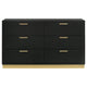 Caer Dresser 6 Drawers Gold Accent Recessed Base Bar Handles Black By Casagear Home BM318891