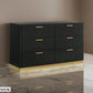 Caer Dresser 6 Drawers Gold Accent Recessed Base Bar Handles Black By Casagear Home BM318891