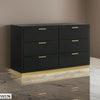 Caer Dresser 6 Drawers Gold Accent Recessed Base Bar Handles Black By Casagear Home BM318891