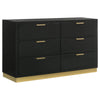 Caer Dresser 6 Drawers Gold Accent Recessed Base Bar Handles Black By Casagear Home BM318891