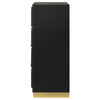 Caer Tall Dresser Chest 4 Drawers Recessed Base Bar Handles Black Gold By Casagear Home BM318892