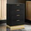 Caer Tall Dresser Chest 4 Drawers Recessed Base Bar Handles Black Gold By Casagear Home BM318892