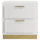 Caer Nightstand 2 Drawers Gold Accent Recessed Base Bar Handles White By Casagear Home BM318893