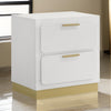 Caer Nightstand 2 Drawers Gold Accent Recessed Base Bar Handles White By Casagear Home BM318893