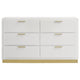 Caer Dresser 6 Drawers Gold Accent Recessed Base Bar Handles White By Casagear Home BM318894