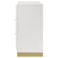 Caer Dresser 6 Drawers Gold Accent Recessed Base Bar Handles White By Casagear Home BM318894