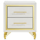 Jenny Nightstand 2 Drawers Hairpin Style Legs in Gold Bar Handles White By Casagear Home BM318896